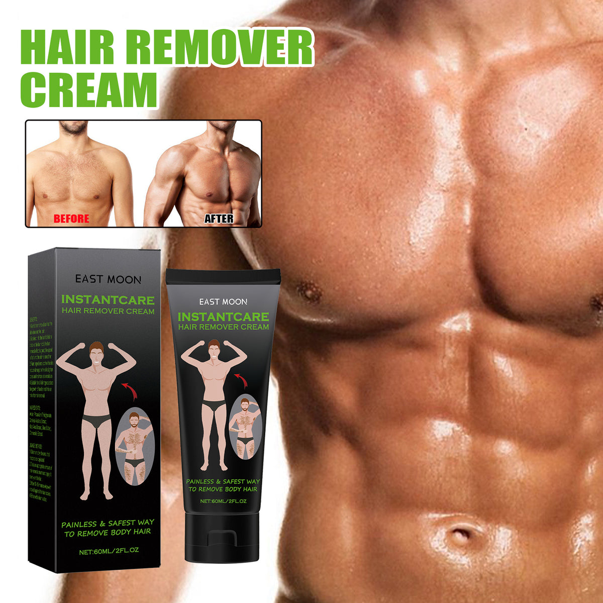 East Moon Hair Removal Cream For Men, Arms, Armpits And Legs Gentle And Non-Irritating Body Clean Skin Hair Removal Cream