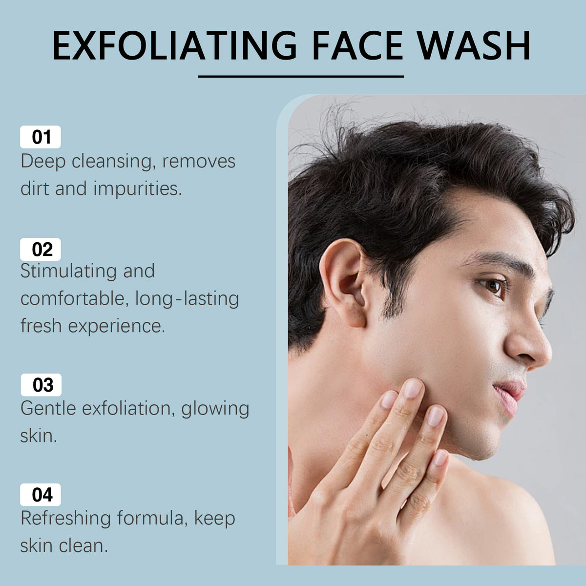 East Moon Men's Exfoliating Cleanser, Gently Cleanses Facial Skin With A Refreshing And Moisturizing Cleanser