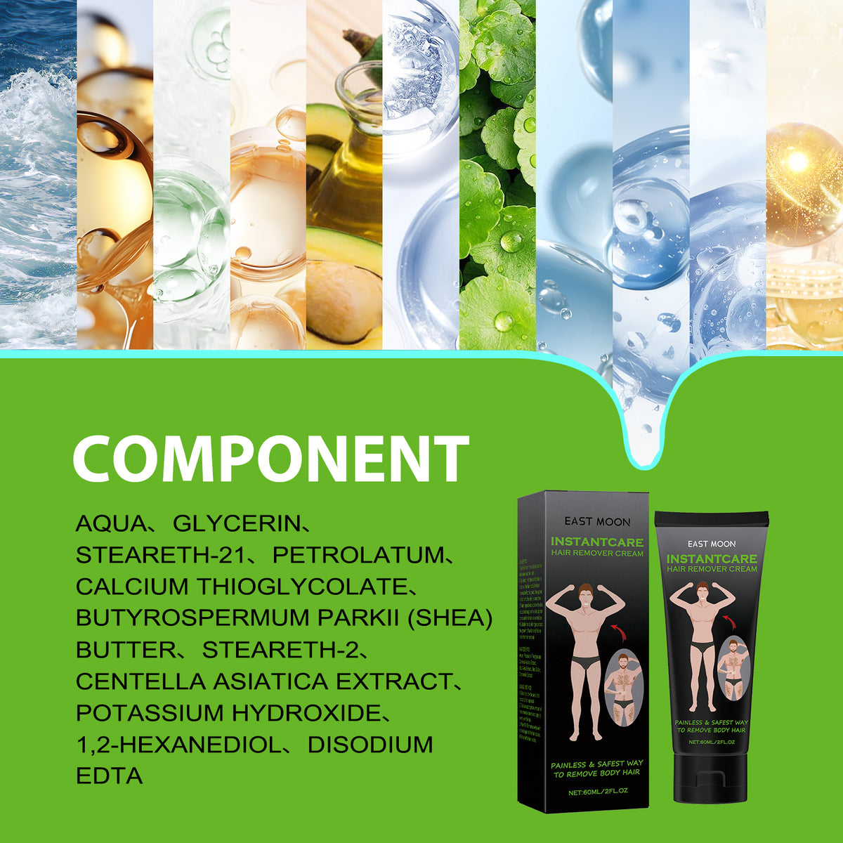 East Moon Hair Removal Cream For Men, Arms, Armpits And Legs Gentle And Non-Irritating Body Clean Skin Hair Removal Cream